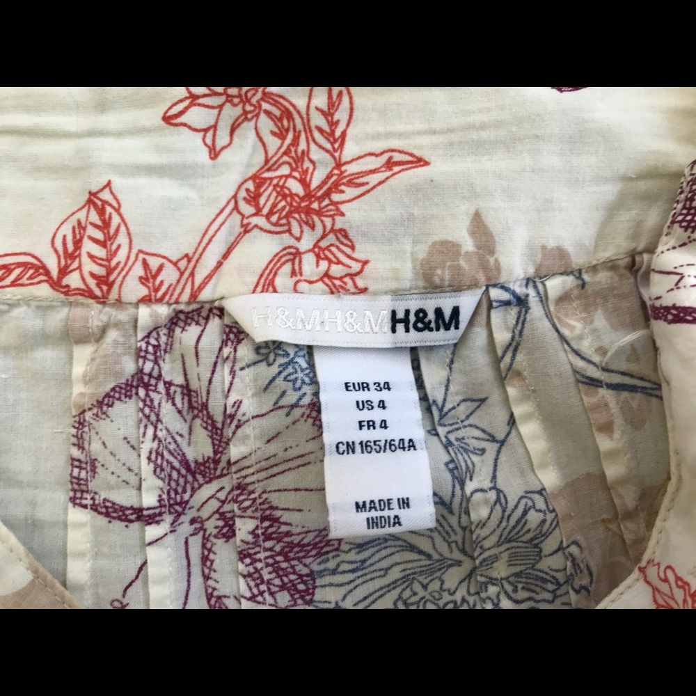 H&M cotton floral print A-line skirt sz 4 - Picture 4 of 4